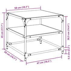 Petromila vidaXL Konferenčné stolíky s čiernou sklenenou doskou 50x50x45 cm oceľ