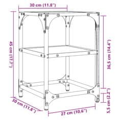 Vidaxl Konferenčný stolík s čiernou sklenenou doskou 30x30x45 cm oceľ