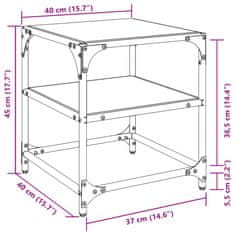 Vidaxl Konferenčné stolíky s čiernou sklen.doskou 2 ks 40x40x45cm oceľ