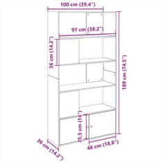 Petromila vidaXL Knižnica čierna 100x36x189 cm kompozitné drevo