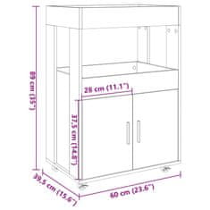 Petromila vidaXL Barový vozík dymový dub 60x39,5x89 cm kompozitné drevo