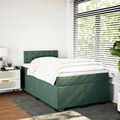 Petromila vidaXL Boxspring posteľ s matracom, tmavozelená 120x190cm, zamat