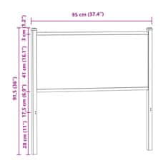 Vidaxl Čelo postele dymový dub 90 cm kompozitné drevo a oceľ