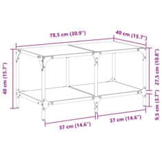 Vidaxl Konferenčný stolík priehľadná sklenená doska 78,5x40x40 cm oceľ