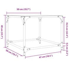 Vidaxl Konferenčný stolík priehľadná sklenená doska 50x50x40 cm oceľ