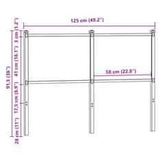 Vidaxl Čelo postele, tmavý dub 120 cm, kompozitné drevo a oceľ
