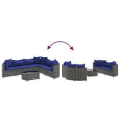 Petromila vidaXL 7-dielna záhradná súprava pohoviek s vankúšmi sivá polyratanová