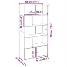 Petromila vidaXL Knižnica betónovosivá 100x36x189 cm kompozitné drevo