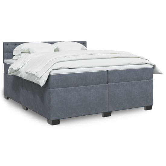 shumee Posteľný rám boxspring s matracom tmavosivý 200x200 cm zamat