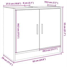 Vidaxl Skrinka pod umývadlo biela 63x29x55 cm kompozitné drevo