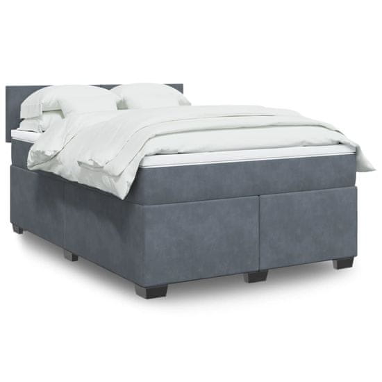 shumee Posteľný rám boxspring s matracom tmavosivý 140x190 cm zamat