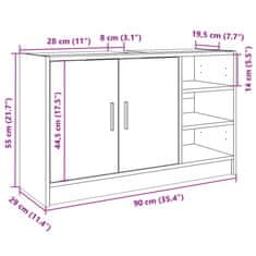 Vidaxl Skrinka pod umývadlo dub sonoma 90x29x55 cm kompozitné drevo