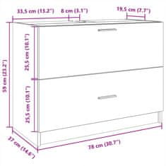 Vidaxl Skrinka pod umývadlo dub sonoma 78x37x59 cm kompozitné drevo