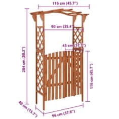 Vidaxl Pergola s bránkou 116x40x204 cm masívne jedľové drevo