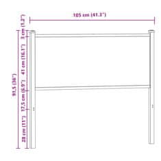 Vidaxl Čelo postele, hnedý dub 100 cm, kompozitné drevo a oceľ
