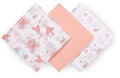 BabyOno Pleny mušelínové Super Soft 3 ks - Peach, 70x70 cm