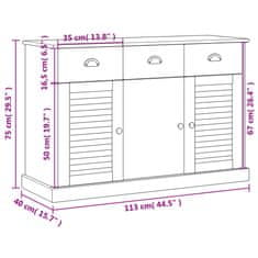 Vidaxl Komoda so zásuvkami VIGO 113x40x75 cm borovicový masív