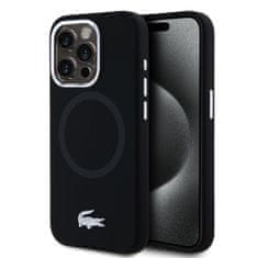 Lacoste  Liquid Silicone Microfiber Silver Croc Logo MagSafe zadný kryt pre iPhone 15 Pro Black