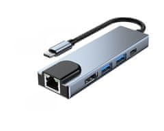Blow USB HUB s USB-C konektorom na RJ45, HDMI, USB-C a 2x USB 3.0