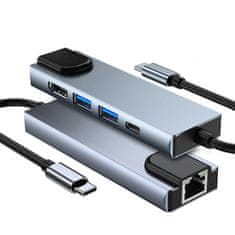 Blow USB HUB s USB-C konektorom na RJ45, HDMI, USB-C a 2x USB 3.0