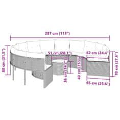 Petromila vidaXL Záhradná pohovka so stolíkom, vankúšmi okrúhla čierna polyratan