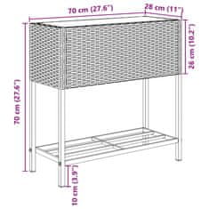 Vidaxl Záhradné kvetináče s policou 2ks hnedé 70x28x70 cm polyratan