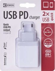 EMOS Univerzálny USB adaptér PD do siete 1,5-3,0A (30W) max.