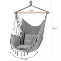 Gardlov Kreslo závesné HAMMOCK sivé 97x130cm SW30GR + 2 vankúše