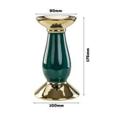 botle Sada 3 keramických svietnikov H 17,5 25 32 cm fľaša zelená zlatá svadba