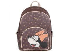 Disney Disney Minnie Mouse Hnedý kožený batoh, dámsky mestský batoh 34x24x12 cm 