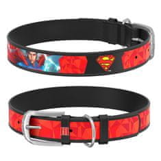 WAUDOG Kožený obojok Superman DC COMICS čierny 18-24 cm, širka: 9 mm červená