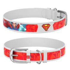 WAUDOG Kožený obojok Superman DC COMICS biely 18-24 cm, širka: 9 mm biela