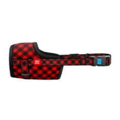 WAUDOG Nylonový náhubok pre psa nastaviteľný TARTAN 14 - 20cm červená