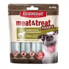 Meat Love Odmeny pre psov v tvare salámy Meat and trEAT 100% konské mäso 4x40g