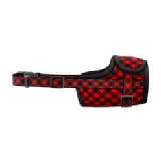 WAUDOG Nylonový náhubok pre psa nastaviteľný TARTAN 14 - 20cm červená