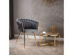 Wellhox Opletené velúrové kreslo COFTON gold VELVET graphite