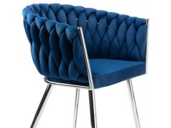 Wellhox Plisované velúrové kreslo COFTON chrome VELVET navy blue