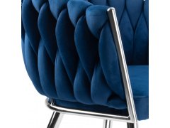 Wellhox Plisované velúrové kreslo COFTON chrome VELVET navy blue