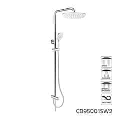 Mereo , Sprchový set s tyčou, hadicou, ručnou a tanier. hranatou sprchou, MER-CB95001SB2
