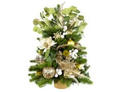 LAALU Zdobený umelý vianočný stromček NEGATIVE CHAMPAGNE II 60 cm s LED OSVETLENÍM V KVETINÁČI