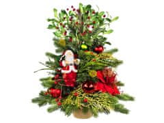 LAALU Zdobený umelý vianočný stromček SANTA II 60 cm s LED OSVETLENÍM V KVETINÁČI