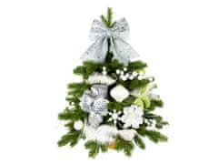 LAALU Zdobený umelý vianočný stromček WHITE MELODY II 60 cm s LED OSVETLENÍM V KVETINÁČI