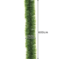 Ruhhy Vianočná girlanda - zelená, 6 metrov, plast + kov, hrúbka 15 cm