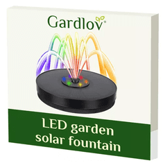 Gardlov Solárna záhradná fontána s LED osvetlením, čierna, 16 cm x 4 cm, prietok vody 180 l/h