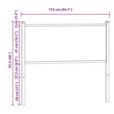 Vidaxl Čelo postele, dub sonoma 107 cm, kompozitné drevo a oceľ