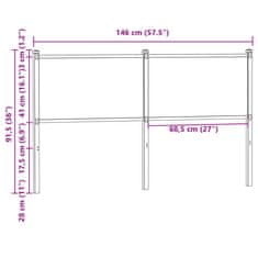 Vidaxl Čelo postele, tmavý dub 140 cm, kompozitné drevo a oceľ