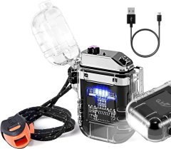 Verk  08372 Plazmový vodotesný USB zapaľovač s LED svietidlom čierna