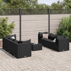 Petromila vidaXL 7-dielna záhradná sedacia súprava s vankúšmi čierna polyratan