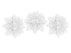 LAALU Sada 3 dekorácií: kvetina na klipe biela A 12 cm