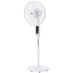 HOMCOM Stojanový Ventilátor 138Cm Biely Ventilátor S Časovačom, Diaľkové Ovládanie, Výškovo Nastaviteľné, 3 Rýchlosti, Oceľ 